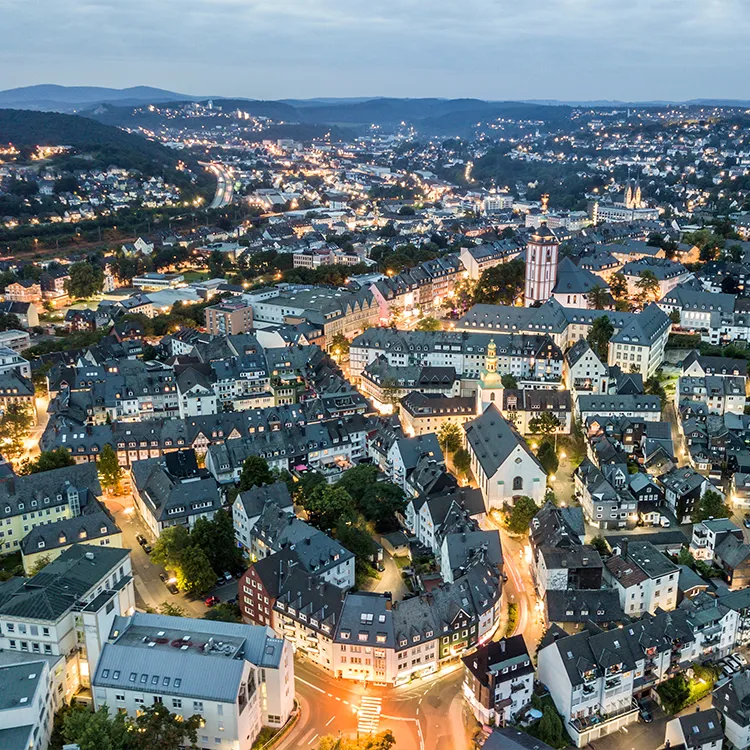 Autoschlüssel nachmachen Siegen - Vogelperspektive auf die Stadt